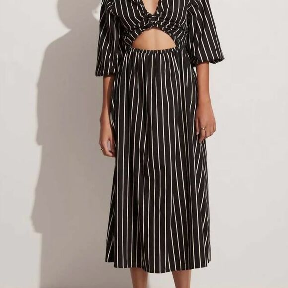 Faithfull the Brand Monika Midi Dress Asia Stripe XS NWT - Picture 2 of 9